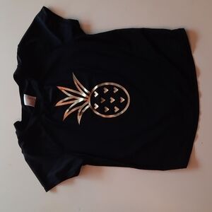 Cat and Jack large 10 12 black gold pineapple short sleeve swim rashguard